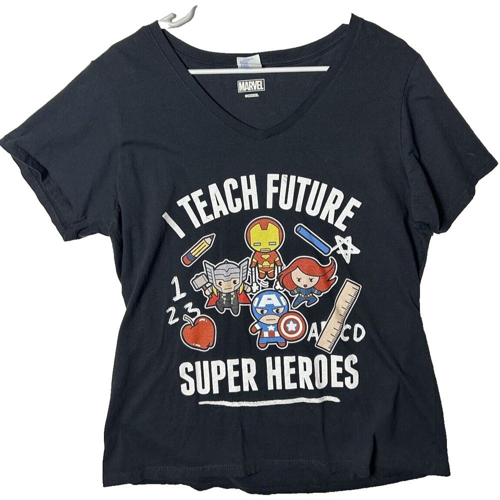 MARVEL "I TEACH FUTURE SUPERHEROES" IRON MAN TEACHER‎ XL TEE SHIRT Black-246